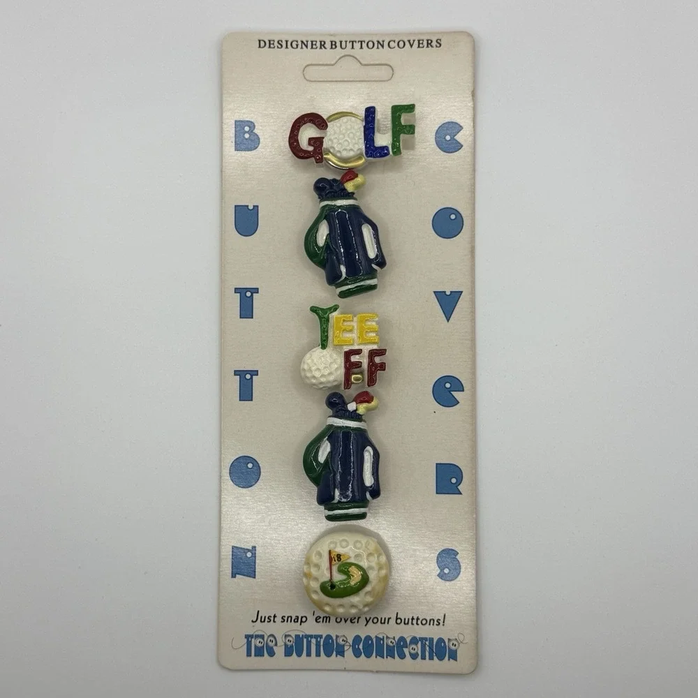 Vintage Pen-Reed Golf Motif Designer Button Covers Set of 5‎ Carmel CA Original